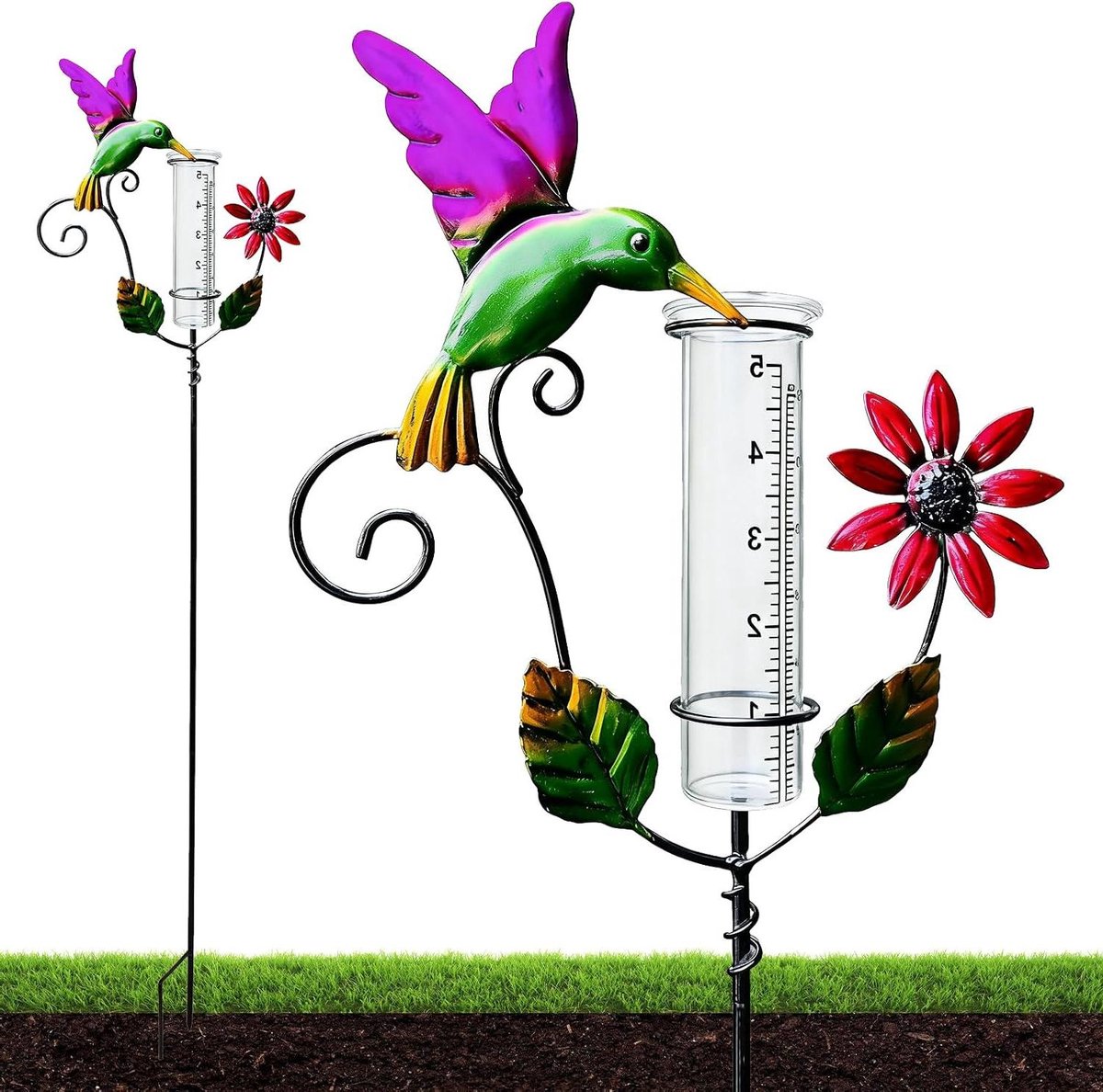 Regenmeter Meten - Neerslagmeter Tuin - Tuin Water Houden - Duurzaam Metaal Ontwerp - 119 cm Hoog - Veelkleurig