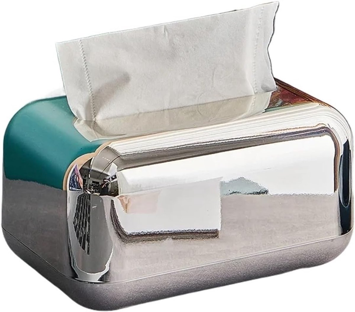 Tissueboxhoes, plastic tissuebox－Zilver