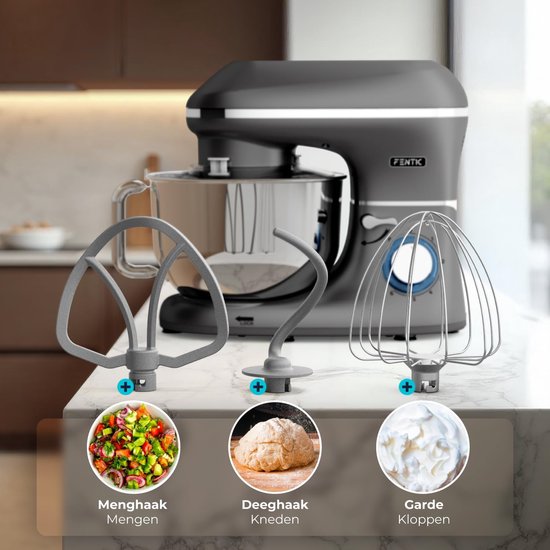Keukenmachine - Mixer Robot - Bakken en Mixen - Krachtige 2000W Motor - 6.2 Liter Kom - Antraciet — afbeelding 4