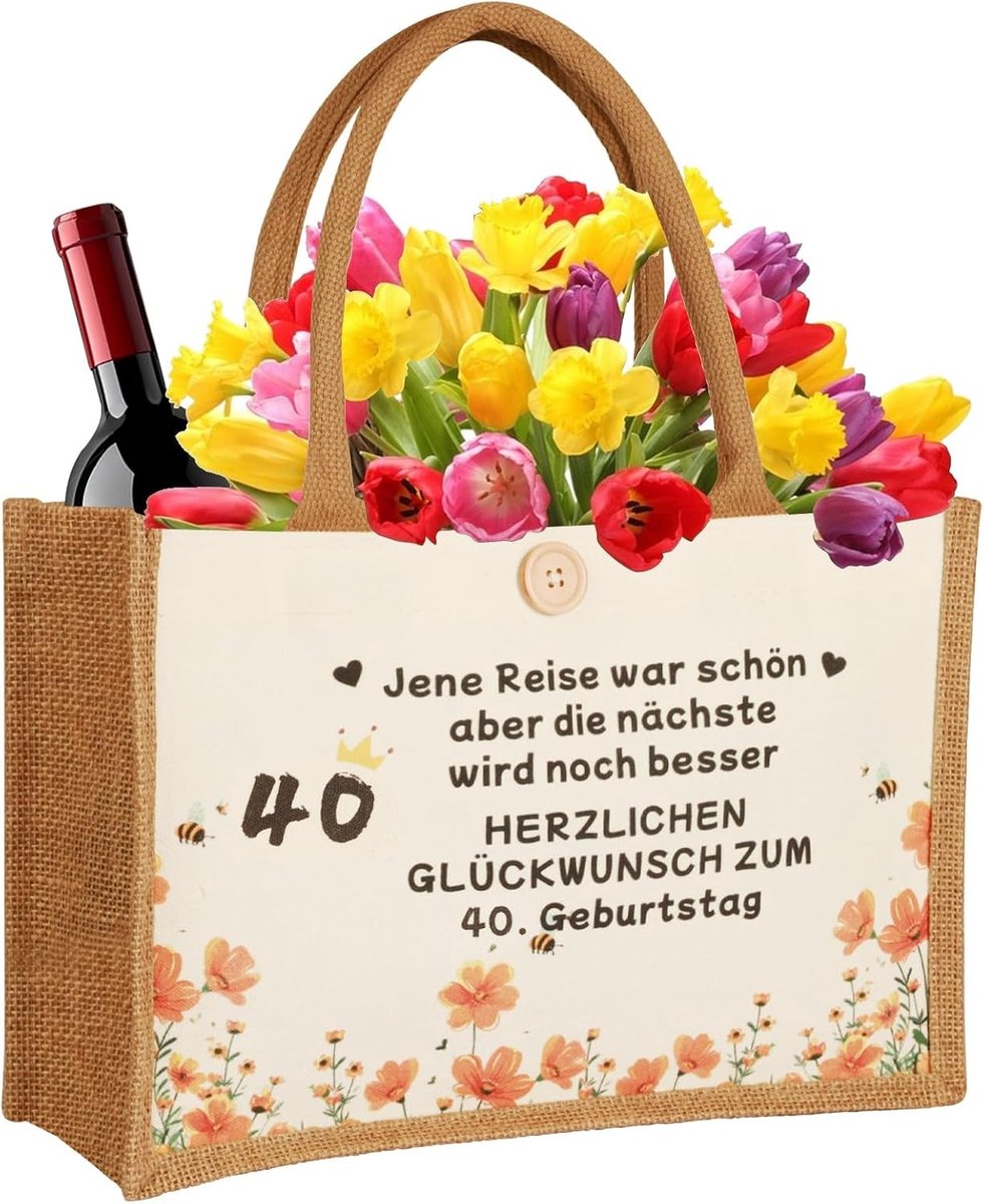 Duurzame Jute Tas voor Boodschappen, Perfect als Verjaardagscadeau voor Vrouwen, Moeders en Vriendinnen