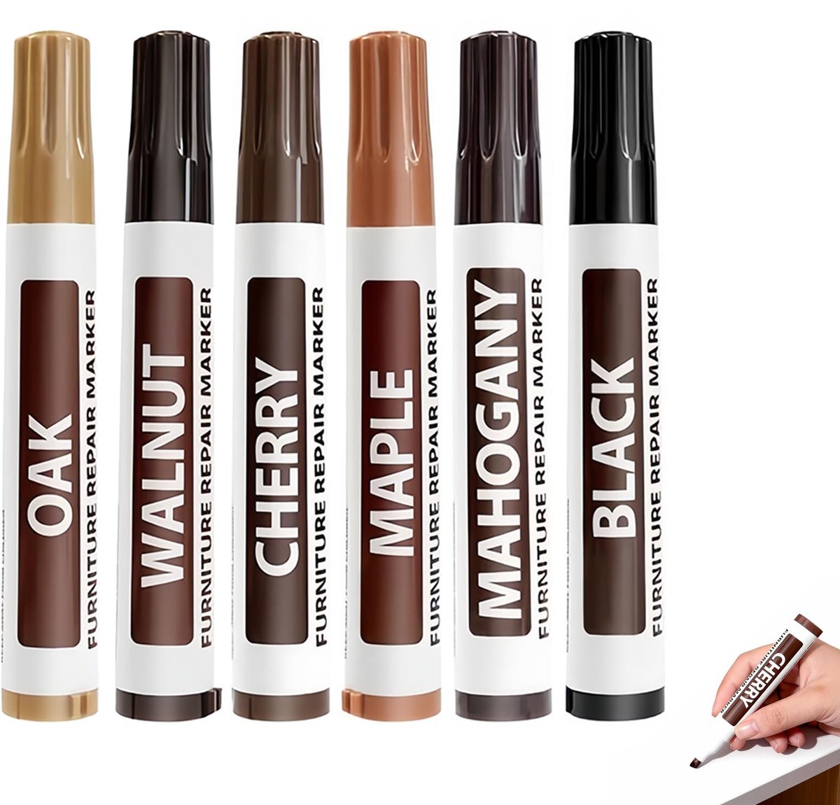 6-delige meubelreparatieset Houtmarker, retoucheerstift voor hout, meubelreparatiestift, laminaatvloerreparatieset - ShopVlot