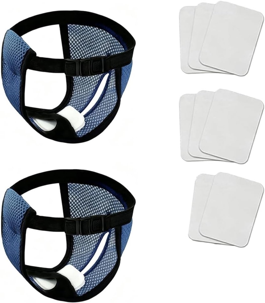 Set van 2 beschermende hondenbroeken - blauw - maat M - met 8 katoenen pads - wasbaar - ademend - verstelbaar - veilig en comfortabel - ideaal voor zindelijkheidstraining en bescherming