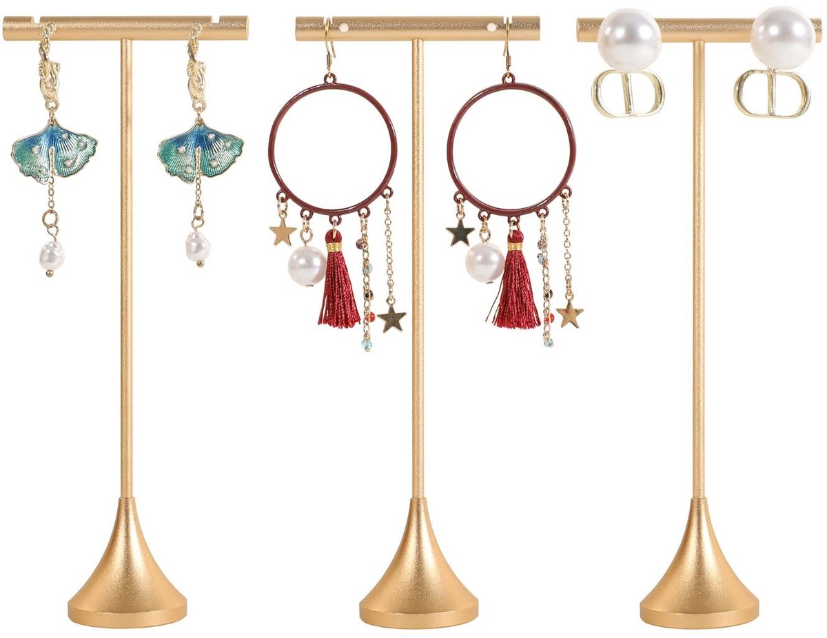 Elzusha - Set van 3 Sieraden Display Standaards - Goudkleurig