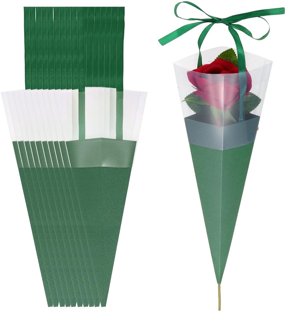 Elzusha - Set van 24 Bloemen Inpakzakken met Linten voor Boeketten