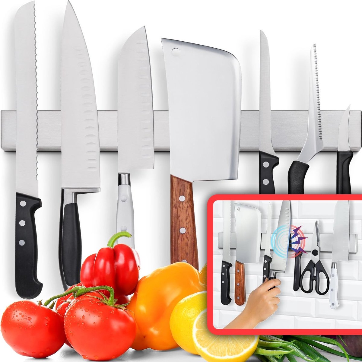 Elzusha - RVS Magnetische Messenhouder 43 cm