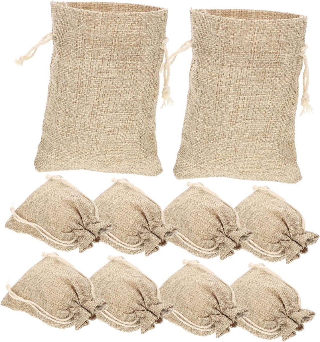 Jute Zakjes - Kleine Pouch - Cadeautjes Inpakken - Met Trekkoord - 40 Stuks - Lichtbruin