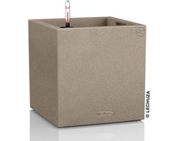 LECHUZA CANTO Stone 30 low - Plantenbak - met uitneembare binnenbak - met bewateringssysteem - ALL-IN-ONE set met LECHUZA-PON - zandbeige