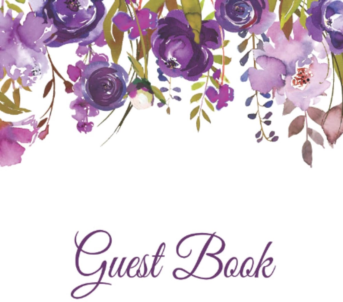 Guest Book: Floral Party Guest Book Purple Flowers for Weddings, Bridal Showers, Events for Women, and Birthday Parties - ShopVlot