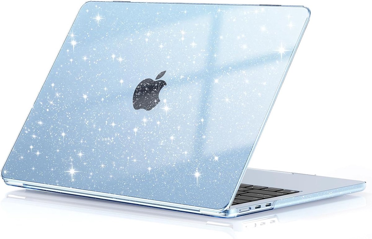 EooCoo Hoes voor MacBook Air 13 inch M5 M4 M3 M2 Glitter Kristal Sky blue - ShopVlot