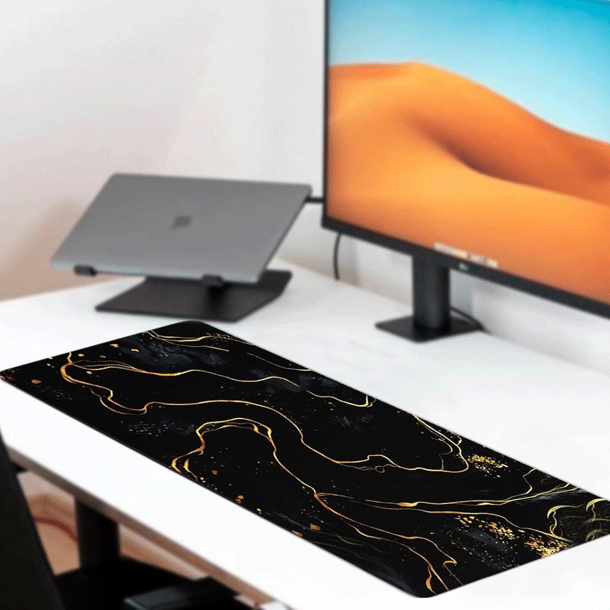 Grote Gaming Muismat 80x30cm XXL, Antislip Bureau Mat met Gestikte Randen voor Thuis en Kantoor, Ideaal voor Gamers en Werkplekken