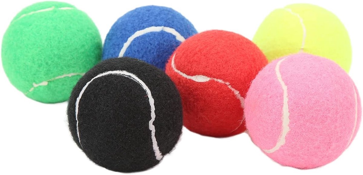 Kleurige tennisballen set van 6 stuks voor training, wedstrijden en ontspanning, gemaakt van rubber en cashmere