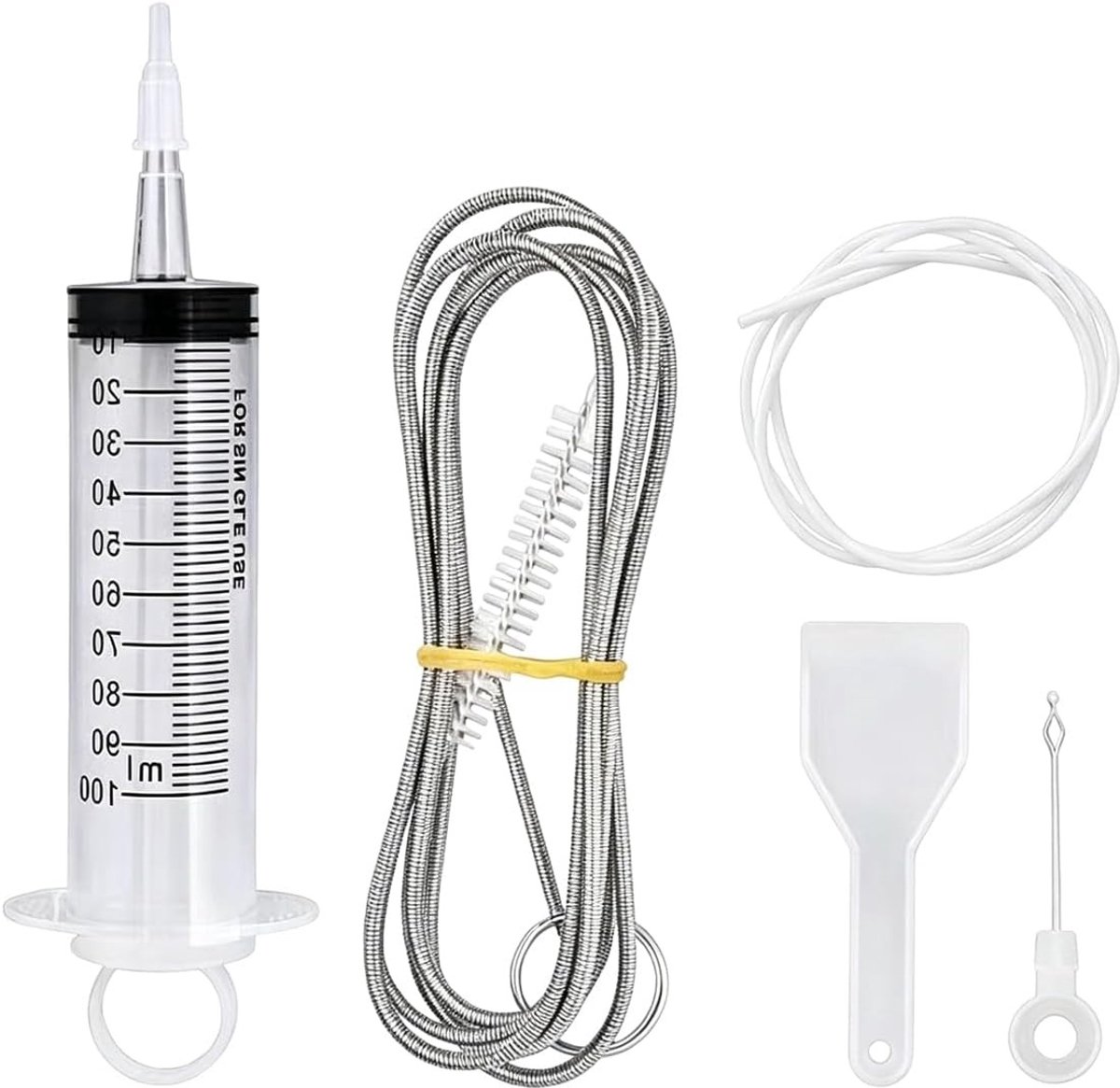 Complete koelkastreinigingsset met borstel, spuit, slang en ontdooischep voor effectieve koelkastonderhoud en hygiëne