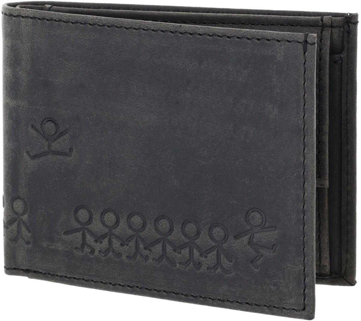 oxmox Leren portemonnee Leather RFID Protect Pocketbörse Jumping Jack 2.0 Embossed Vintage Black zwart