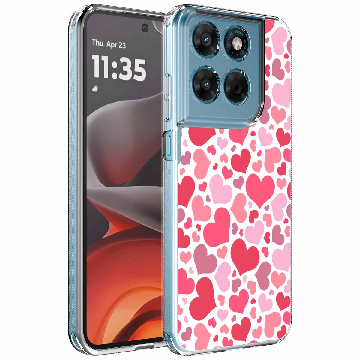 Smartphonica Geschikt voor Motorola Moto G15 Telefoonhoesje met Hartjes opdruk - Draadloos op te laden - Shockproof Siliconen TPU Strong Case - Sterk Schokbestendig Telefoonhoesje geschikt voor Motorola Moto G15