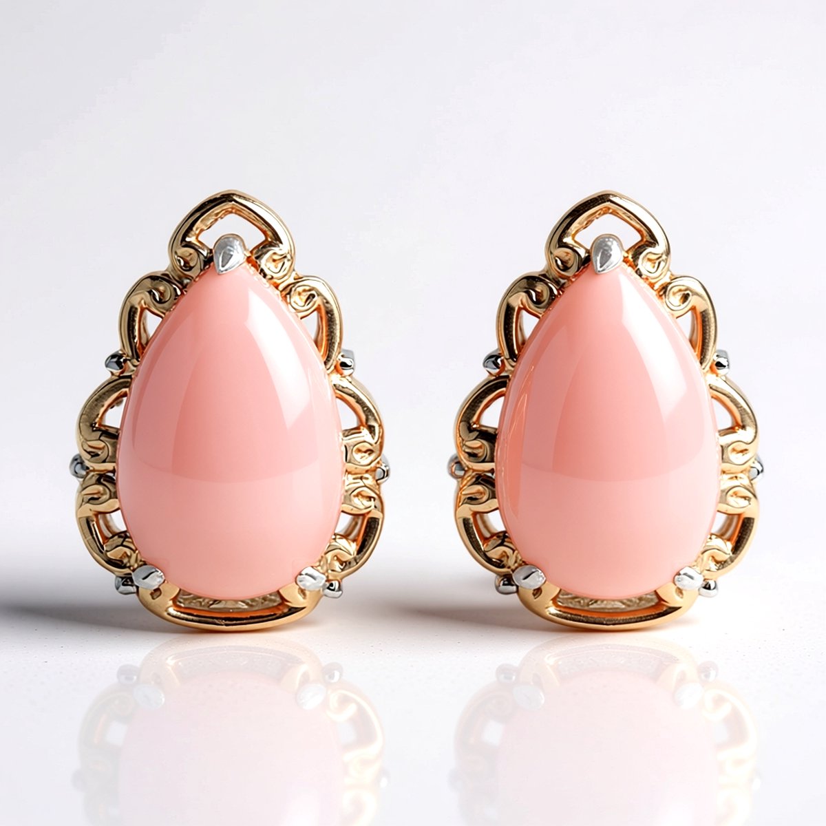 Cavill - Zilveren Oorbellen met Roze Chalcedoon Cabochon 4,68 ct - 925 Sterling Zilver met Palladium - Elegante Peervormige Braziliaanse Edelsteen