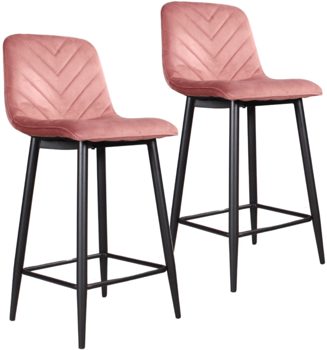 DS4U® - Gaby barkruk 65 cm - Set van 2 - Roze - Velvet