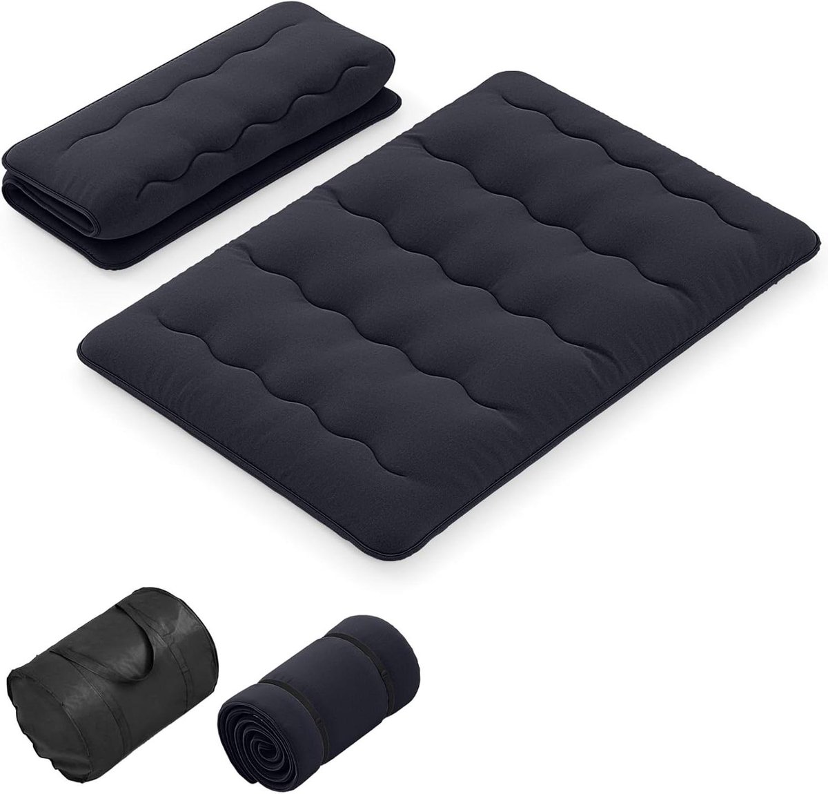 Vloermatras - Opvouwbaar matras - Comfortabel slapen - Afneembare hoes - 140 x 200 cm - Zwart