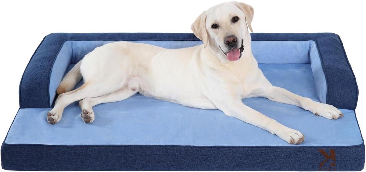 Hondenmand Orthopedisch - Hondenbank Comfort - Rustgevend Slapen - Waterproof Wasbarehoes - 104x68cm - Blauw