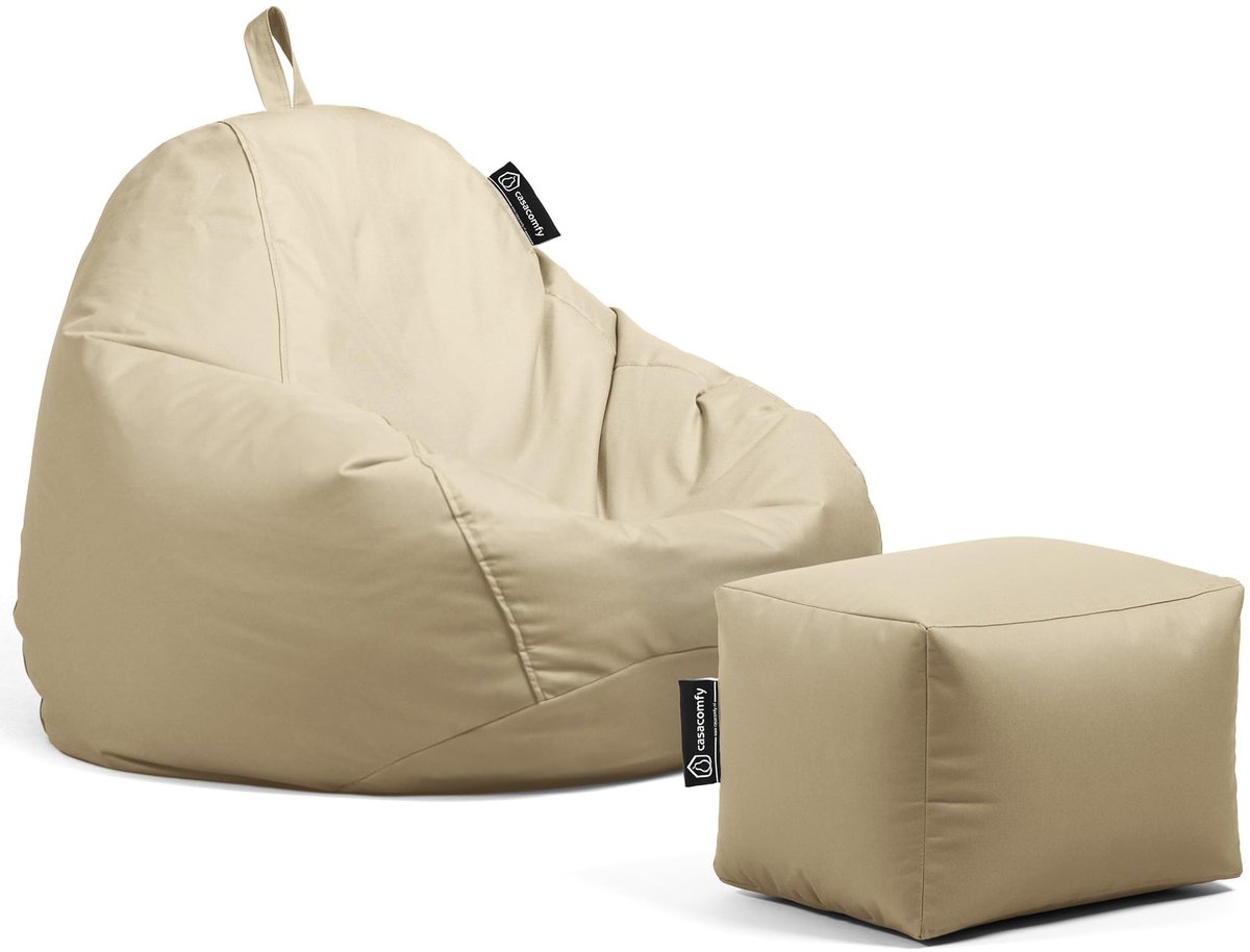 Solidchoice - Originele Bean Bag met Voetsteun, Beige, Voor Tieners en Volwassenen