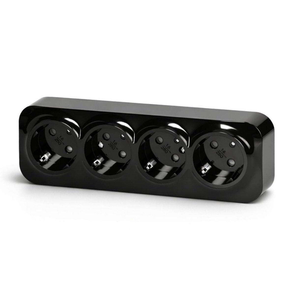 Solidchoice - Opbouwstopcontact 4-voudig, RT1 Serie, Zwart