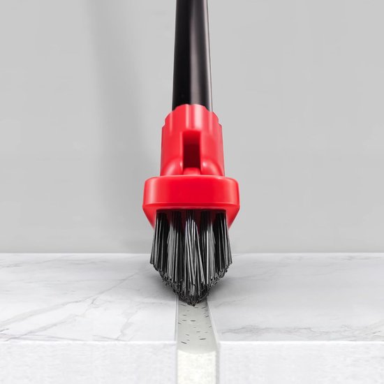 Voegenborstel Lange Handgreep - Tegel Schrobber - Hardnekkig Vuil Verwijderen - 180 Graden Draaibare Kop - 132cm - Rood — afbeelding 2
