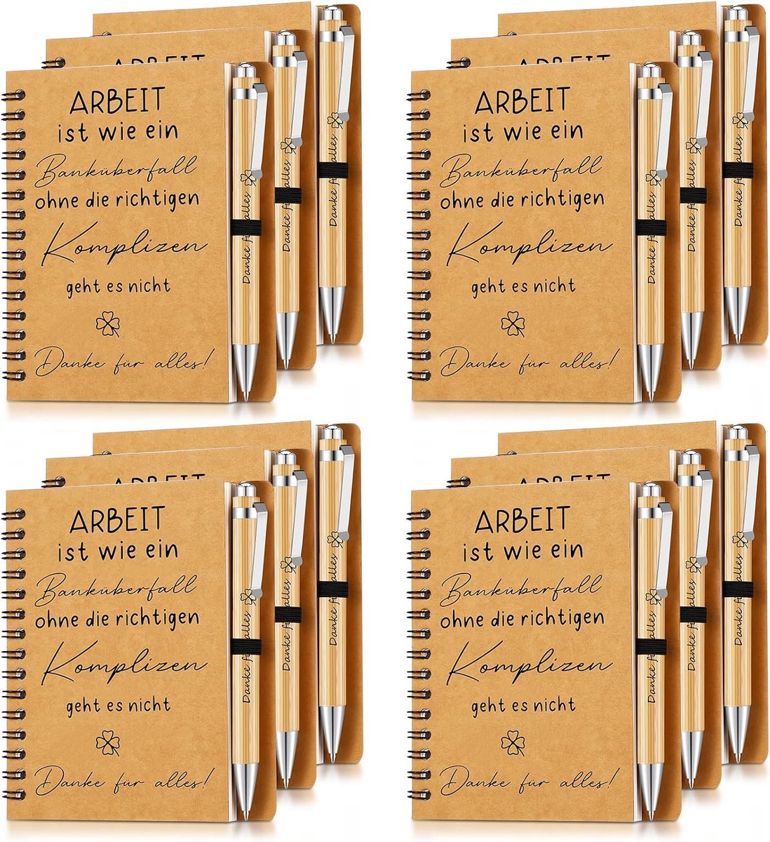 12 cadeauset bedankje voor alles cadeauset voor schoolleraren medewerkers inspirerend notitieblok spiraalpen van hout notitieboek gevoerd afscheidscadeau