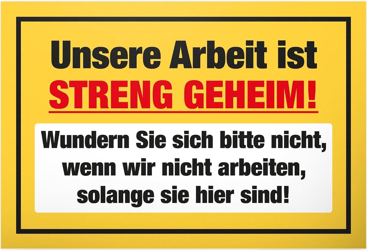 Ons werk strikt geheim - bord 30 x 20 cm - collega's vrienden kantoor cadeau-idee deco party cadeau feestdecoratie - deurbordje spreukenbord grappige spreuk bedrijf verjaardagscadeau