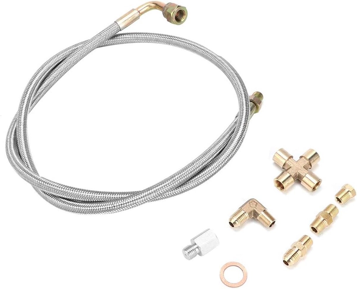 36 Gevlochten Staal Turbo Lading 1/8 NPT Olie Feed Fit Voor T3 T3/T4 T4 T70 Turbo
