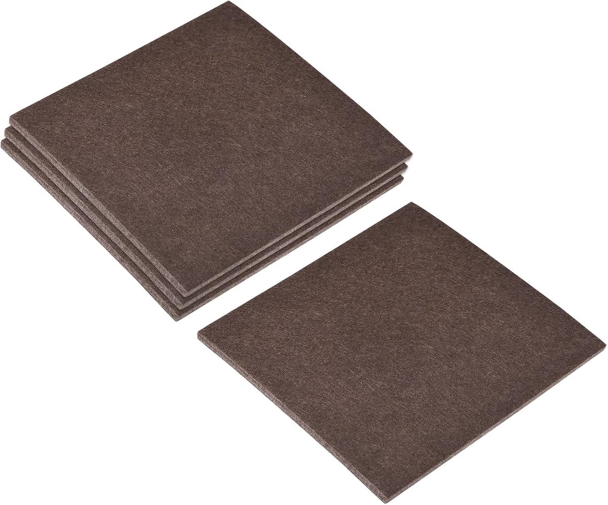 sourcing map 4 stuks vilt zelfklevende vierkante vloerbeschermers voor houten vloeren 127mmx127mm Brown