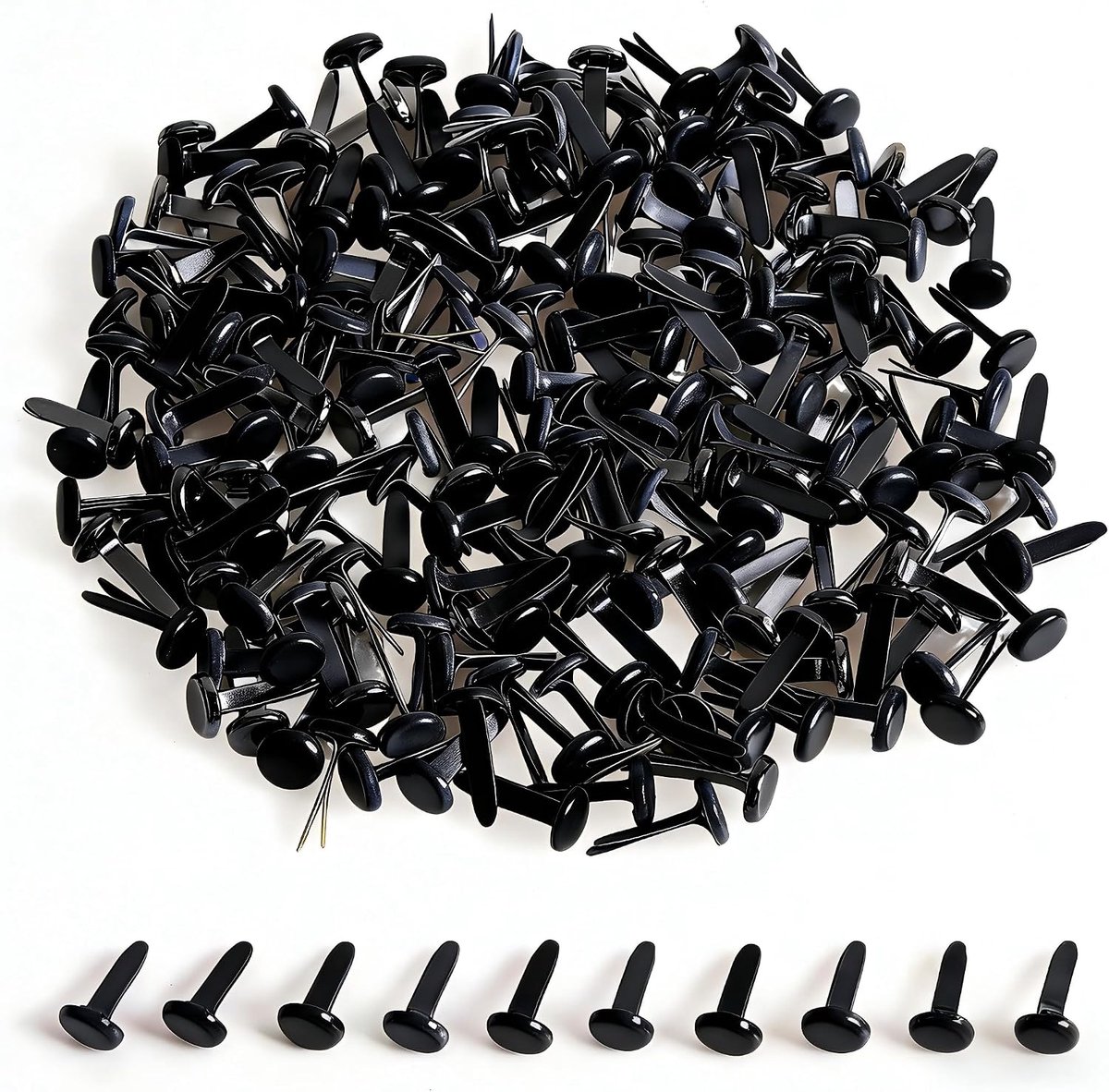moinkerin 200 stuks mini ronde vlechten, patroonklemmen, metaal, zwarte vlechten, 8 x 14 mm, gebruikt voor scrapbooking, papier, briefklemmen, knutselen, knutselen, doe-het-zelf kunsthandwerk