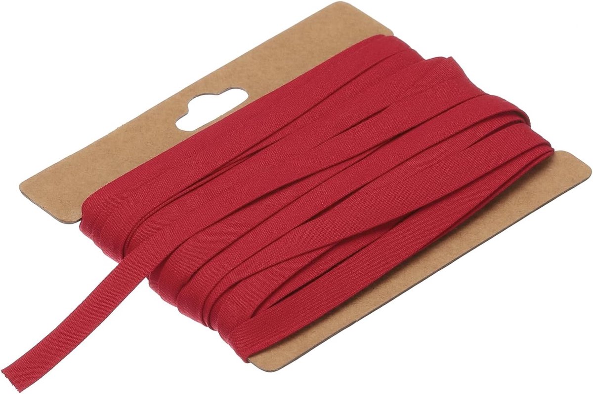Dubbel gevouwen biasband, 1/4 inch, katoen, continu biasband voor naaien, zomen, quilten, zoom, binden en handwerk (donkerrood, 12 m)