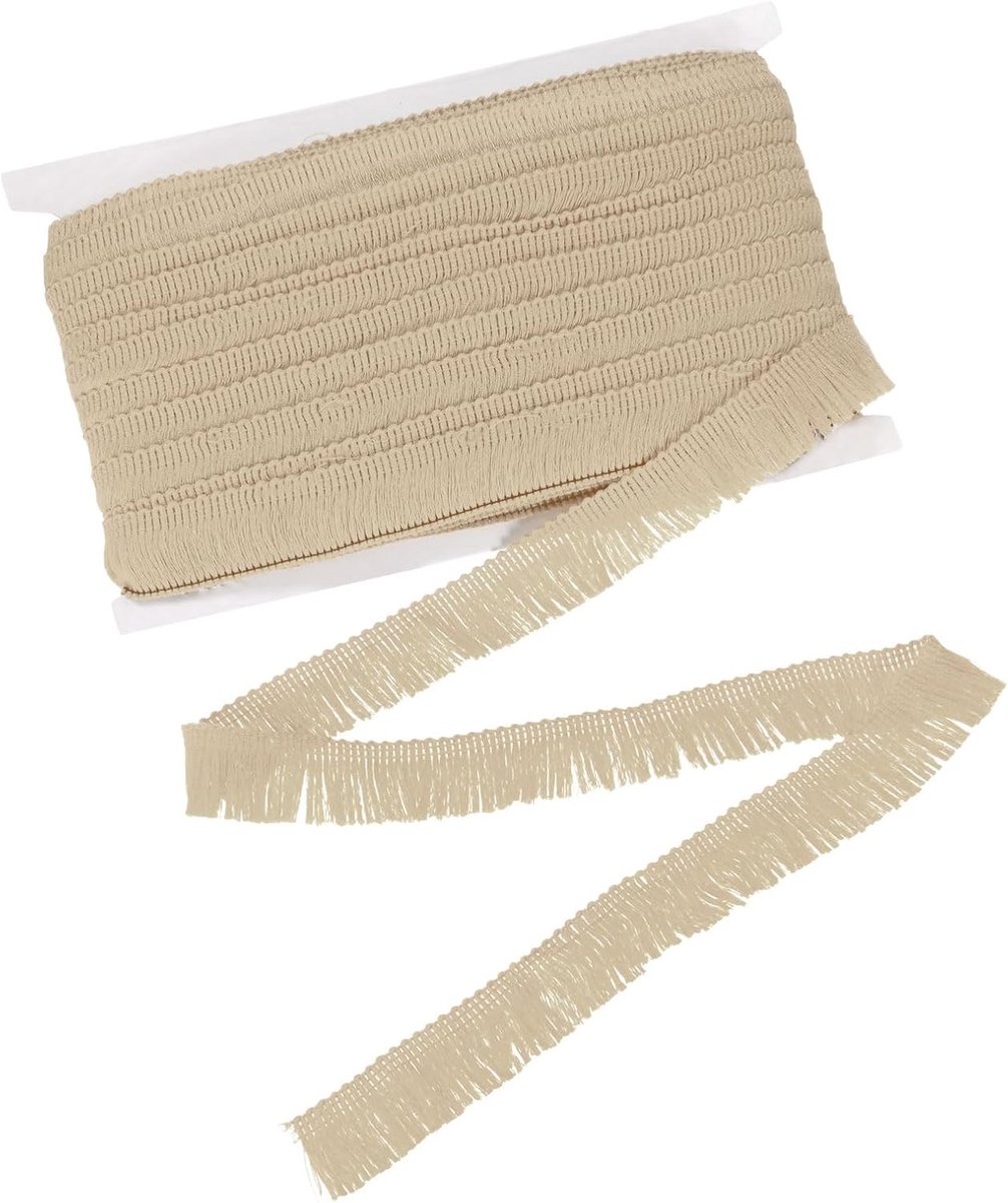 METERXITY 27 Yards Kwastje Franje Trim, 1 Inch Brede Polyester Franje Boho Kant Naaien Fringe Trimmen voor Latijnse Jurk/Rok/Tassen/DIY Decoratie/Kleding Accessoires [Beige]