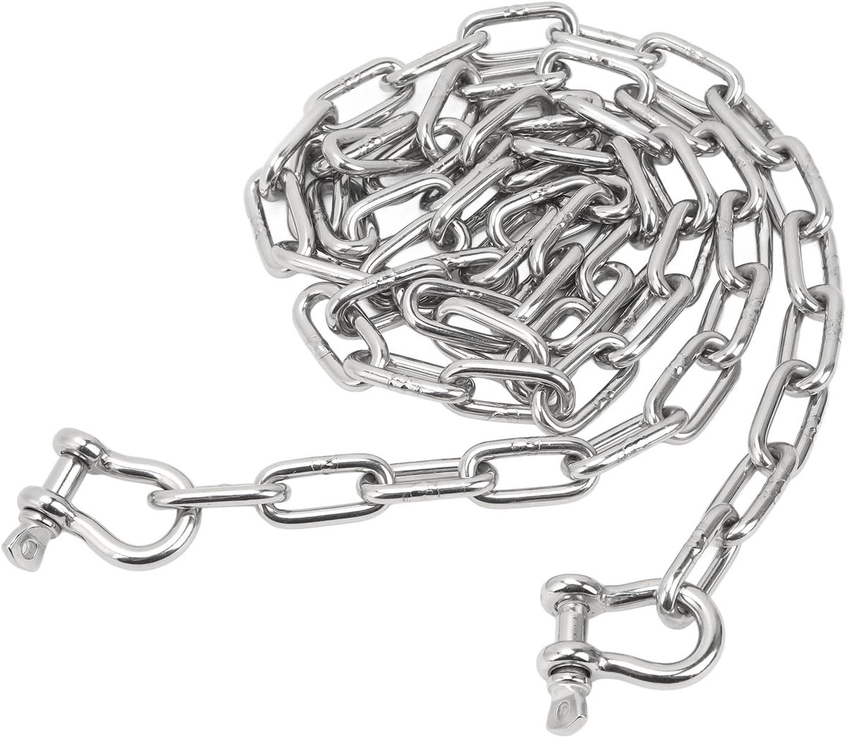 Ankerketen, 6,6 Ft Anchor Loodketen Gemaakt van 316 Roestvrij Staal, Middenring Ankerketting met Dubbele 5/16in Klauwende Linke Uiteinden, Geschikt voor Schepen en
