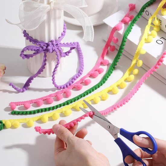 10 yards Pom Pom Trim Lint, 2,5 cm breed Legergroen Pompom Ball Fringe Trim Naaien Fringe Stof Trim Lint voor DIY Ambachten Gordijnen Kussen Home Decoratie — afbeelding 3
