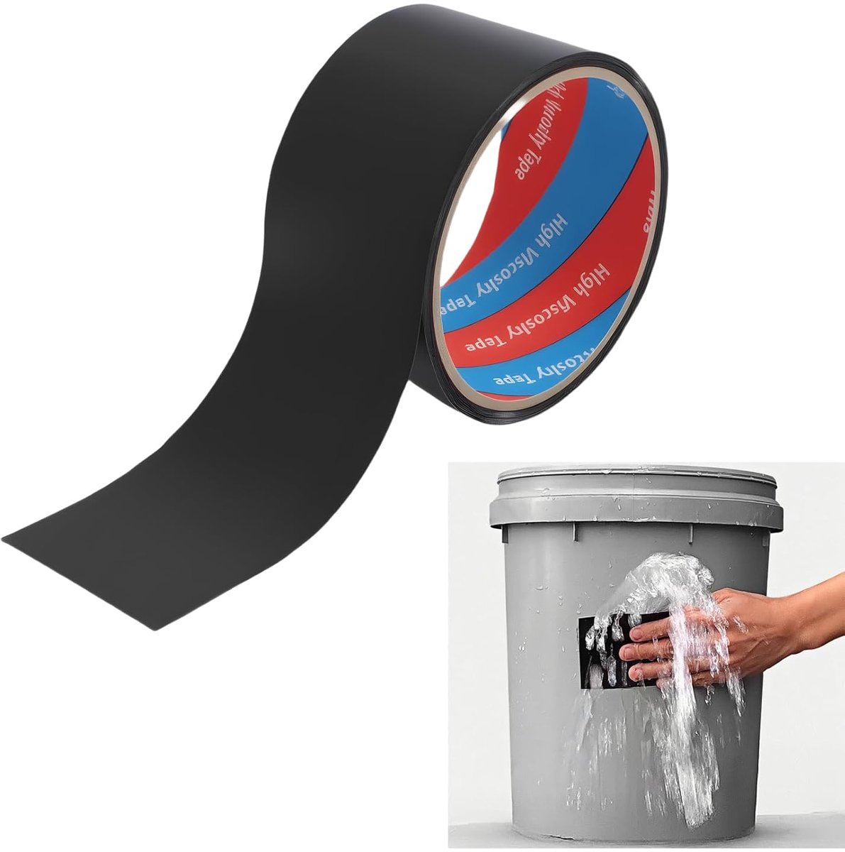 827-00 Waterdichte reparatietape, weerbestendige tape voor binnen en buiten, uv-bestendig, ideaal voor vijverfolie, tenten en zwembaden, 50 mm x 1,5 m, met butylrubberen lijm