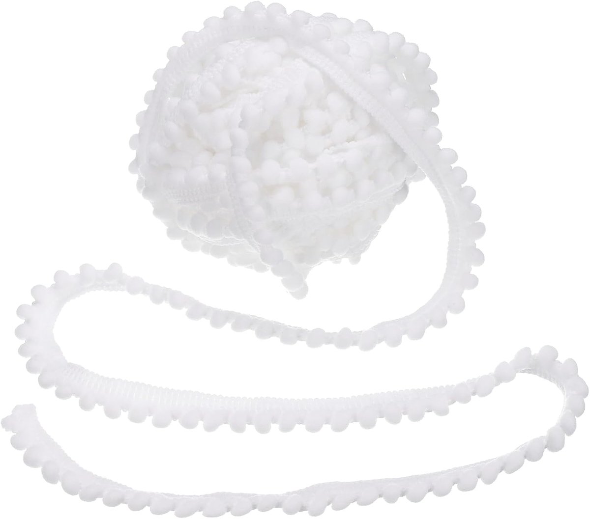 8 yards Pom Trim Band 0,4 inch breed wit pompon franje stoffen lint voor doe-het-zelf knutselprojecten gordijnen jurken kussens woonaccessoires 5 mm