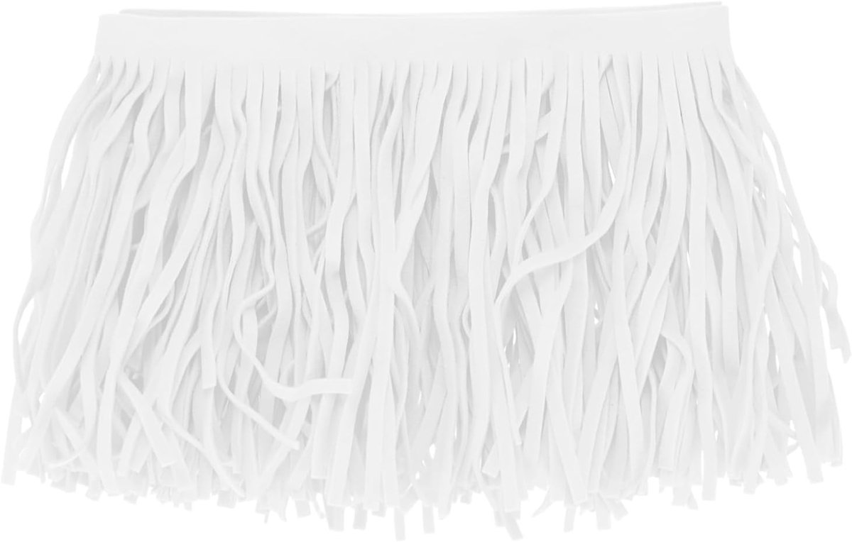 METERXITY PU Lederen Franje Trim, 1 Yard 10 cm Wit Dubbelzijdig Suede Kwastje Naaien Trim voor DIY Ambacht/Naaien Jurk Kostuum/Tassen Schoen Decoratie, Franje Kwastje