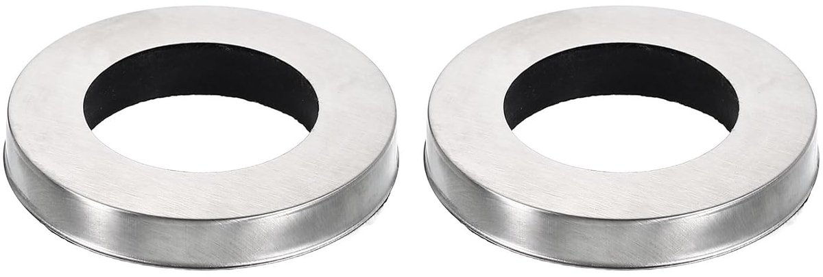 2 stuks basisringen, 54 x 32 x 9 mm (OD x ID x D), roestvrijstalen draadtrek-wasmachine-bevestigingen, waterkraangatafdekking voor badkamer, keukenkranen, zilver