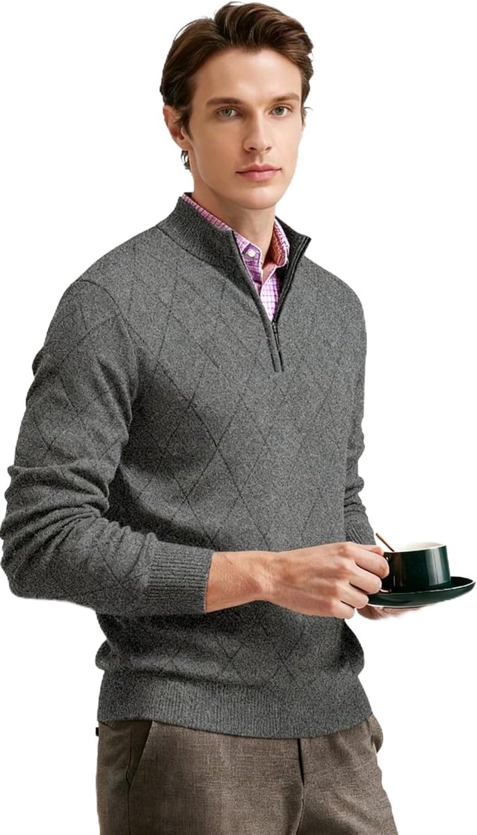Trui voor heren, met 1/4 ritssluiting, gebreide trui, zonder capuchon, dun, warm, herfst, winter, werktrui voor trui, kleding, T-shirt, heren