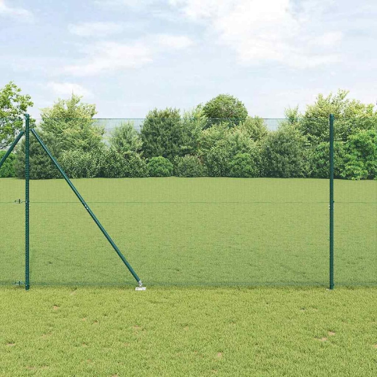 Gelaste draadomheining met 7 doornpalen, groen, 1,5 x 10 m staal, tuinhek, draadomheining voor hekken, groentebedden, kippenren, weideperceel, 3352057