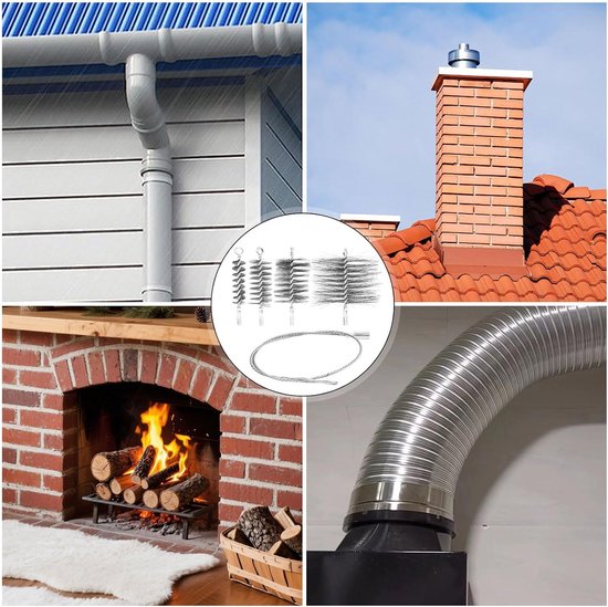 5-delig multifunctioneel set van schoorsteenbuisborstels, haardborstel, verwarmingsketelborstel, schoorsteenbezem, ovenborstel, inclusief schoorsteenvegers in de maten 30, 50, 80 en 150 mm — afbeelding 5