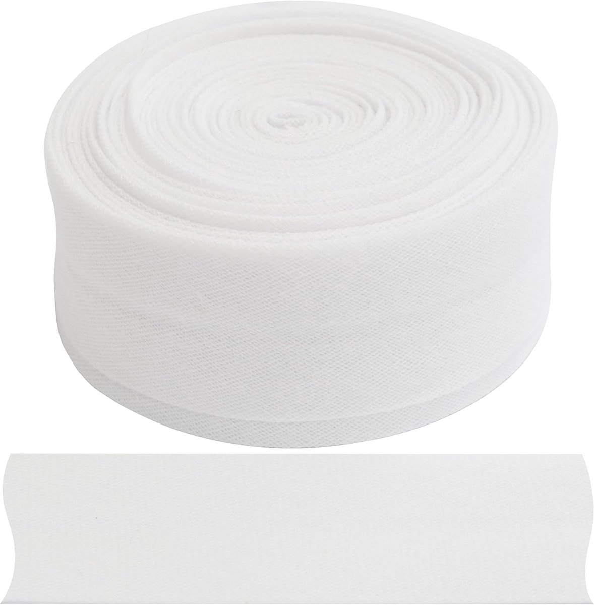 - Biasbanding van 4.5m x 25mm - van katoen - kleur wit - voor handmatige en decoratieve projecten met textielranden en afwerkingen in naaicreaties DIY fournituren