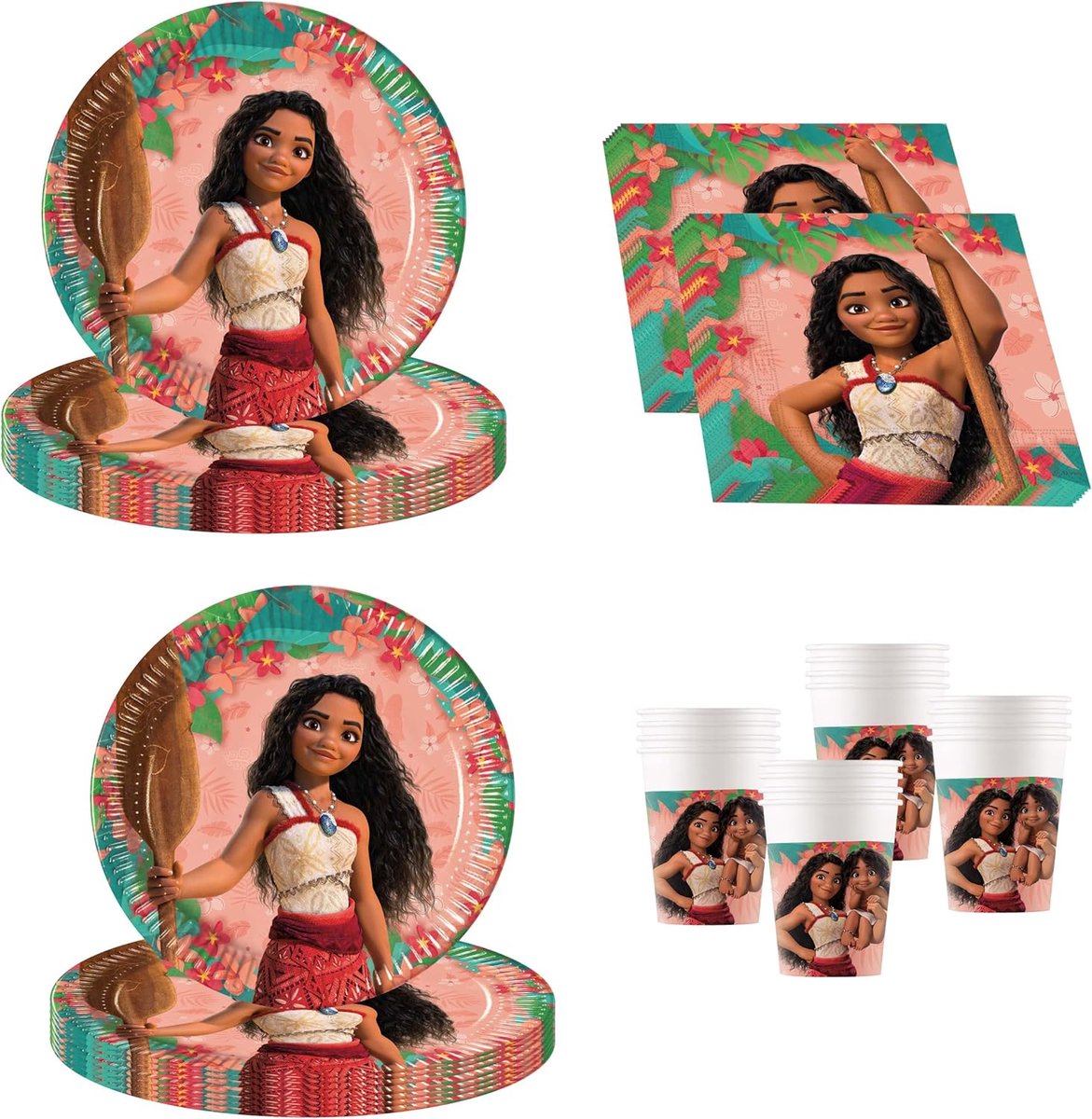 - Partyset Moana meerdelige set voor kinderverjaardag of themafeest, tafeldecoratie