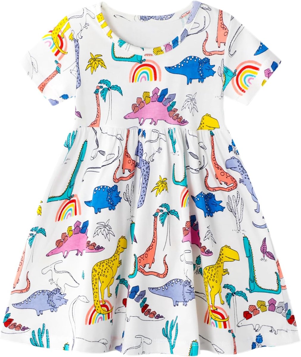 jurk meisjes jurken katoenen dierenprint zomerjurk zomer lente t-shirt kinderjurk maat 92-122