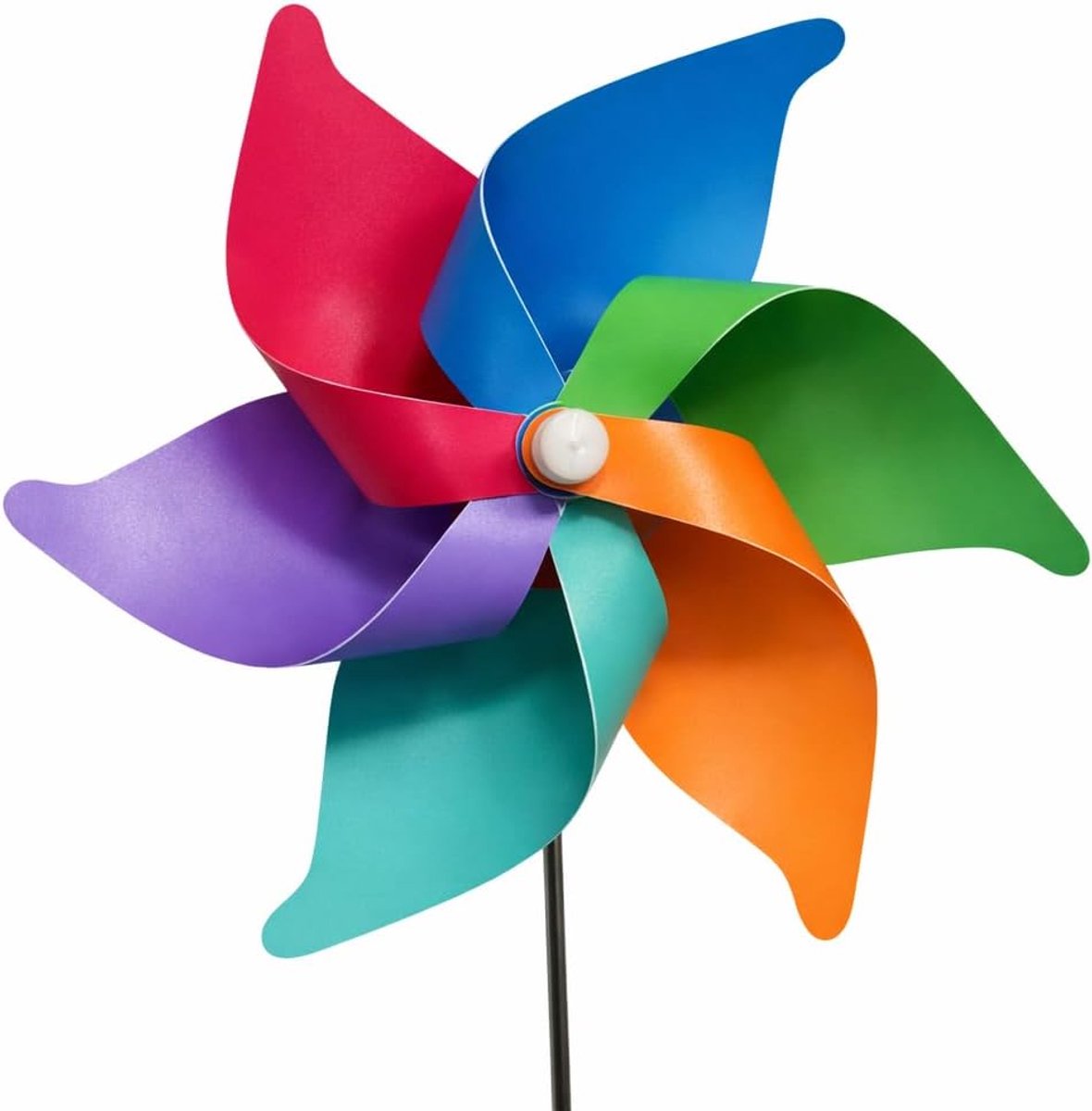 Windmolen voor in de tuin, vogelafweer, diameter 20 cm, telescopisch, uittrekbaar in hoogte tot 72 cm, windmolen + metalen stok, windmolen voor kinderen, volwassenen en jongens