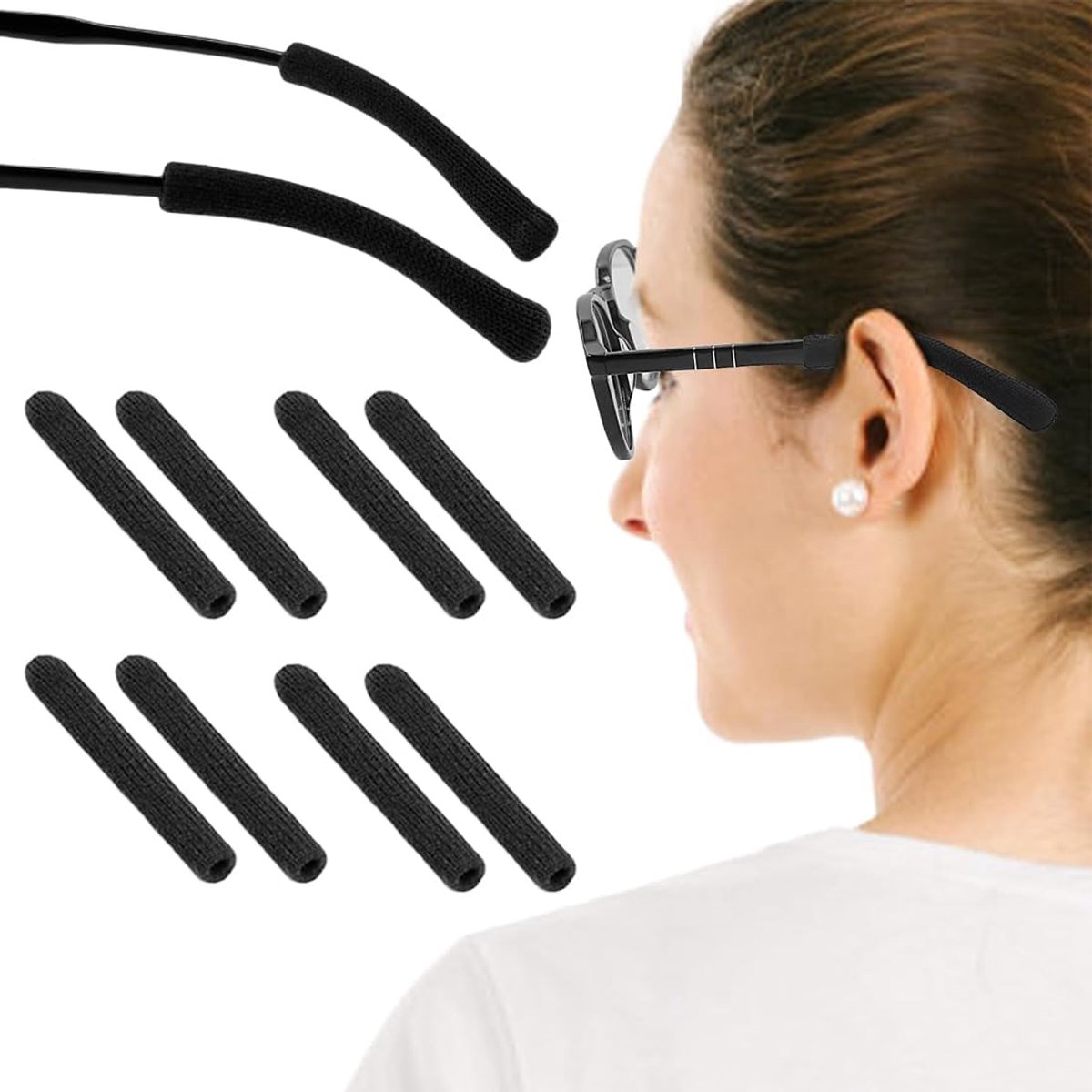 4 paar brillenhouders, antislip brillenpootafdekking, oorkussens, gebreide oorkussens, antislip accessoires voor brillen
