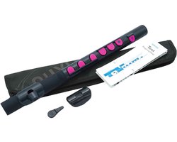 NUVO TooT 2.0 zwart-roze kinder dwarsfluit blokfluit alternatief met kleppen en Firstnote