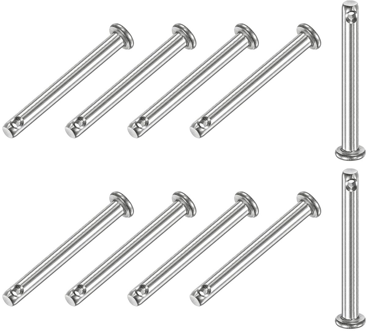 METERXITY 10 stuks vorkpennen met één gat, M4 x 35 mm, platte kopvorkpennen van roestvrij staal 304/vaste onderdelen/bootaccessoires, scharnierpennen