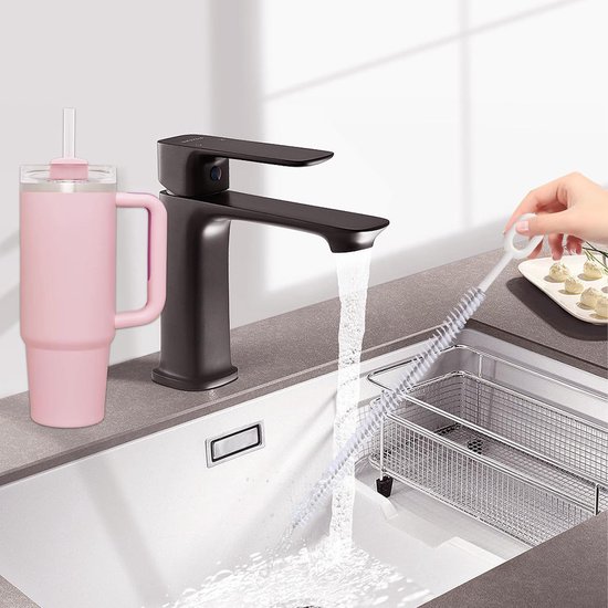 4-pack pijpreinigingsborstel, lange stroreinigingsborstels, roestvrijstalen pijpreinigers voor tuimelaar, drinkbeker, fles en buis, efficiënte reinigingsborstels voor drinkstro — afbeelding 4