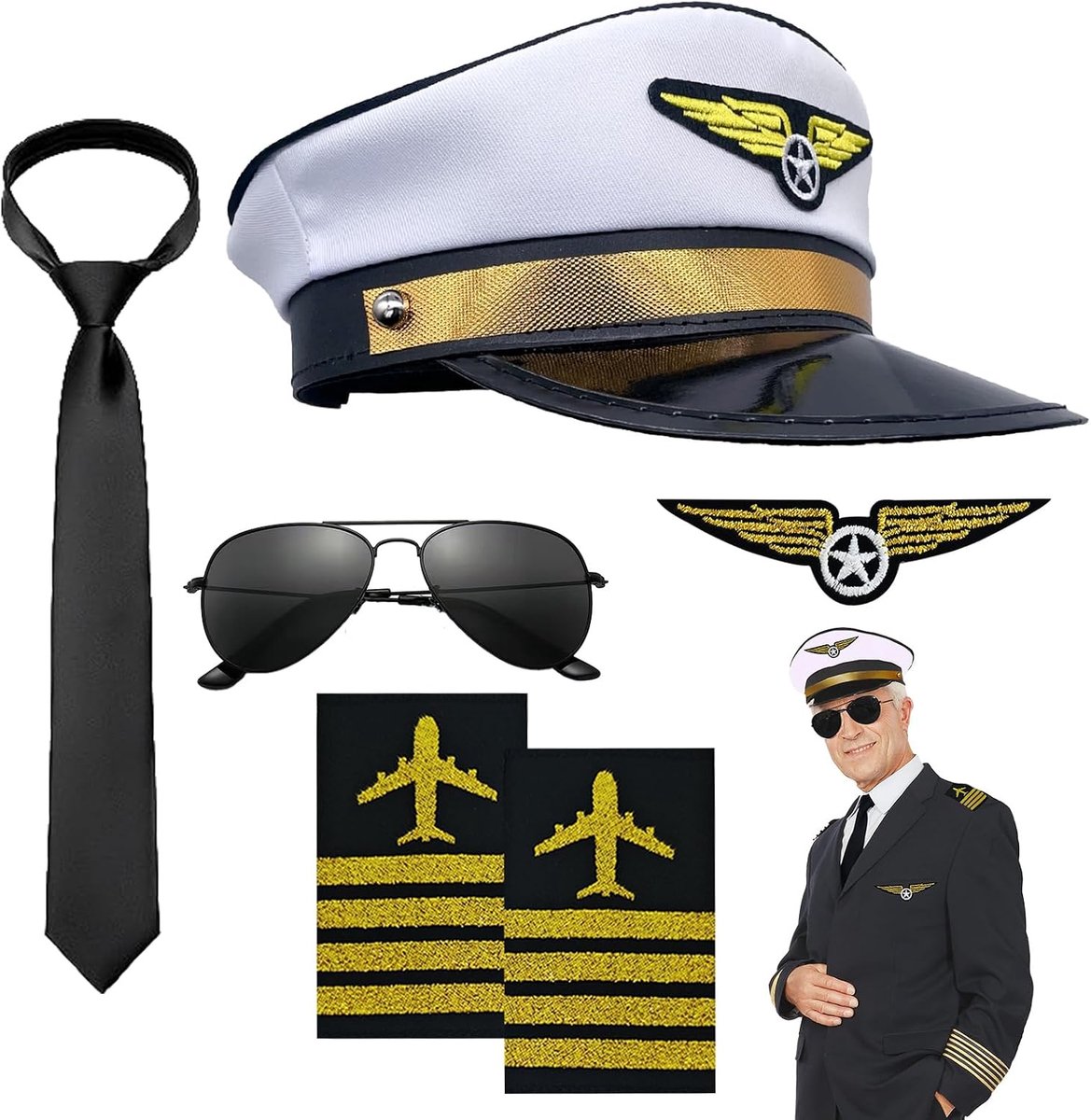 pilot kapitein kostuum accessoires